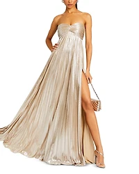 Zoa Strapless Metallic Gown