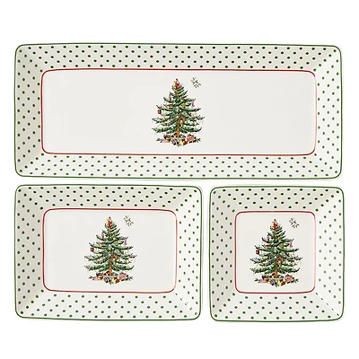 Spode Christmas Tree Polka Dot 3-Piece Nesting Tray Set