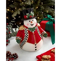 Christmas Tree Black & White Snowman Cookie Jar