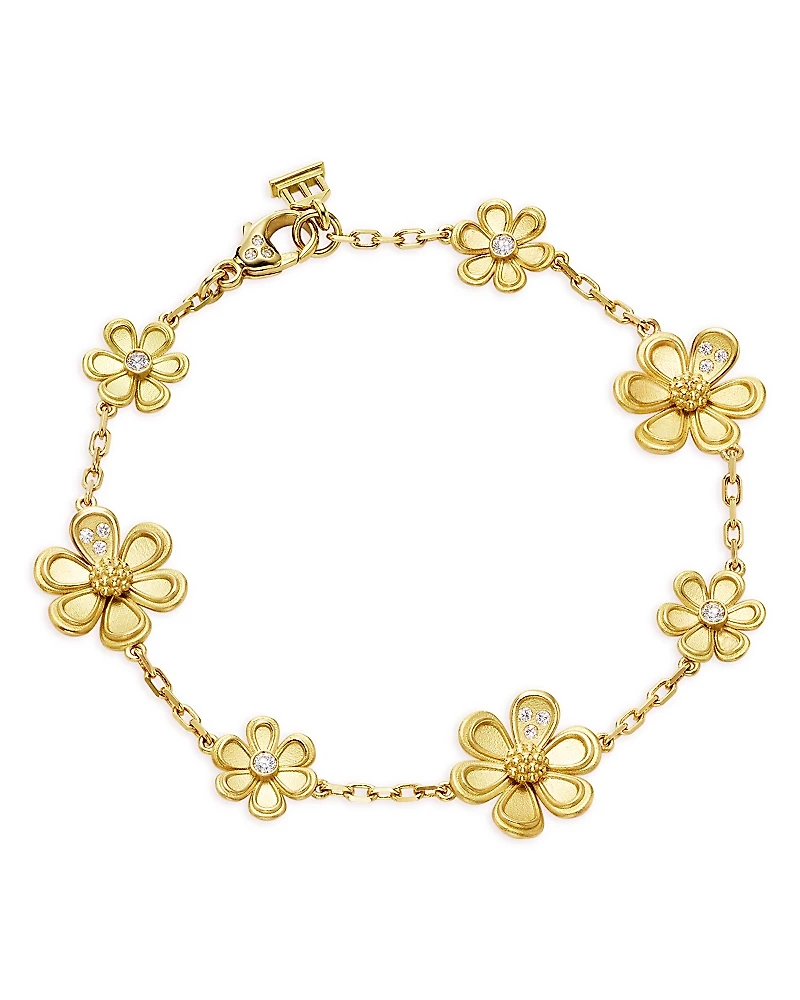 Temple St. Clair 18K Yellow Gold Fj Diamond Flower Chain Bracelet