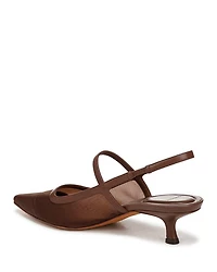 Women's Venice Pointed Toe Mesh Kitten Heel Slingback Pumps