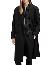 Allsaints Arcade Wool Blend Pinstripe Double Breasted Coat
