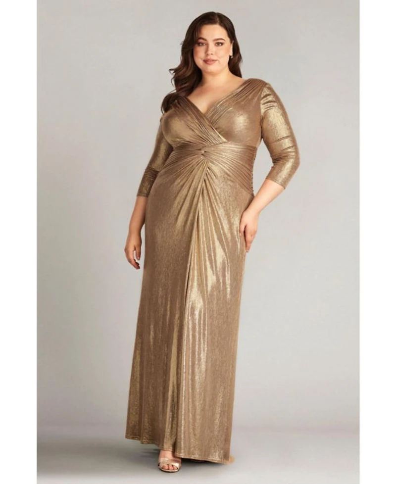 Plus Ryah Metallic Twist Drape Gown