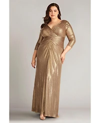 Plus Ryah Metallic Twist Drape Gown