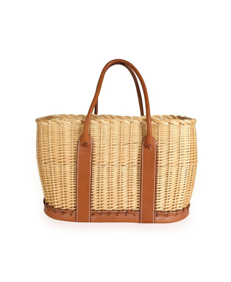 Garden Party Leather Straw/Raffia Handbag