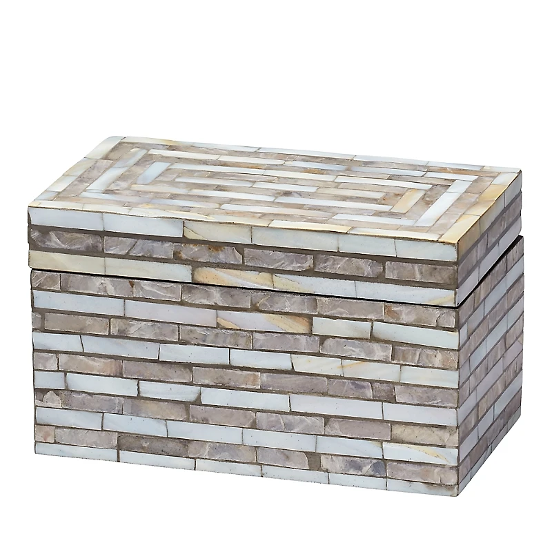 Jamie Young Roosevelt Gray Mother of Pearl Decorative Box, Small