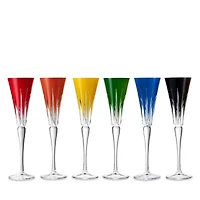 New Year Firework Champagne Flute Glasses, Set of 6 Mixed