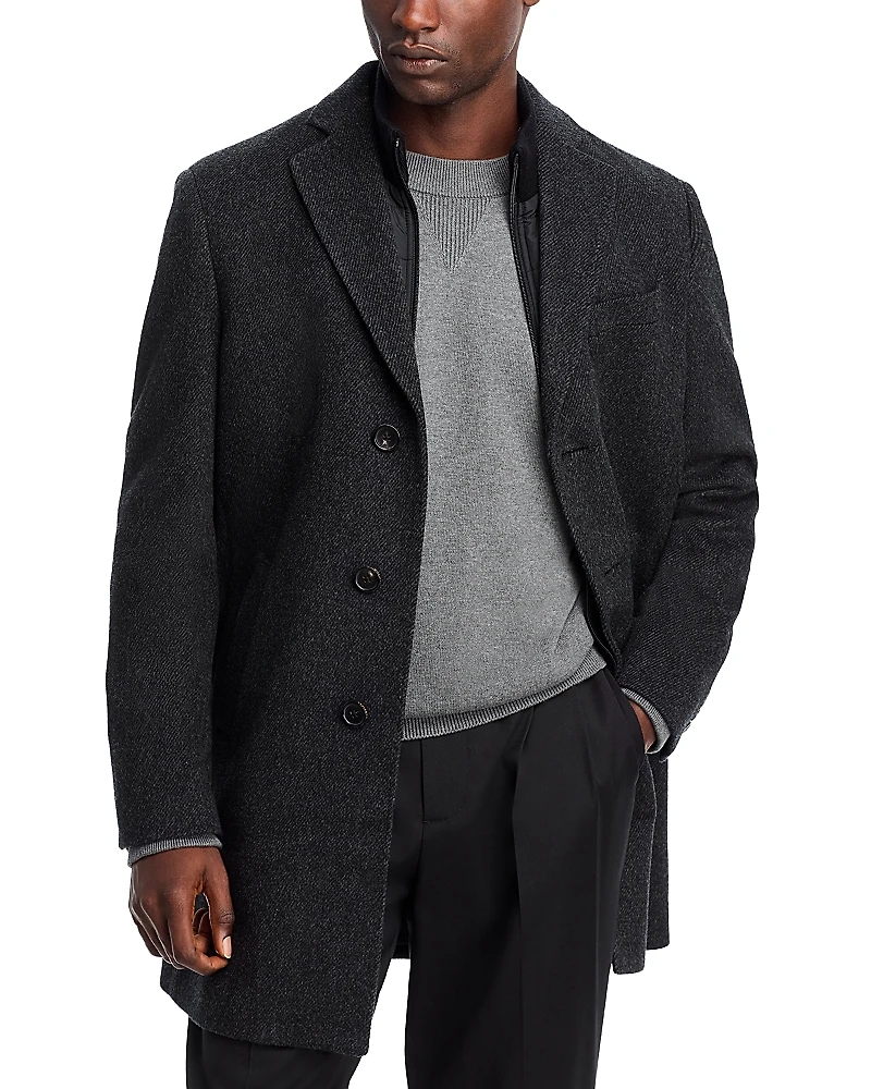 Cardinal Of Canada Wool-Cashmere Regular Fit Topcoat With Bib