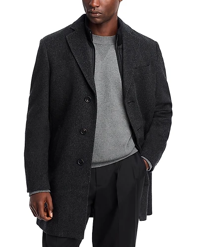 Cardinal Of Canada Wool-Cashmere Regular Fit Topcoat With Bib