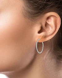Pavé Hoop Earrings in Rhodium Plated