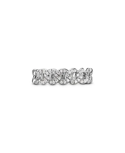 Belmont Curb Link Narrow Ring with Pavé Diamonds