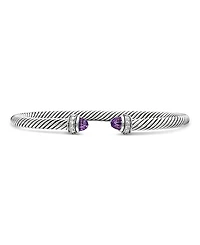 David Yurman Sterling Silver Cable Classic Bracelet with Amethyst & Diamonds