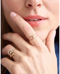 14K Yellow Gold Princess Diamonds Diamond Double Band Ring