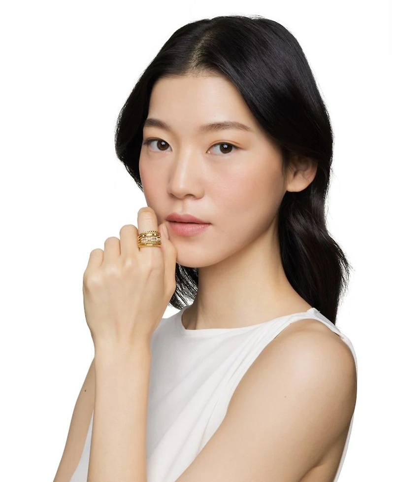 Stax Five Row Ring 18K Yellow Gold with Diamonds, 15mm
