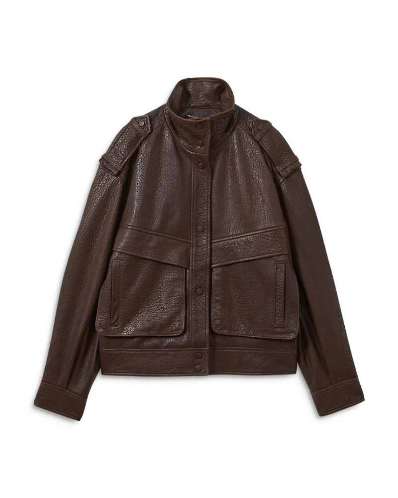 Cleo Shoulder Detail Leather Jacket
