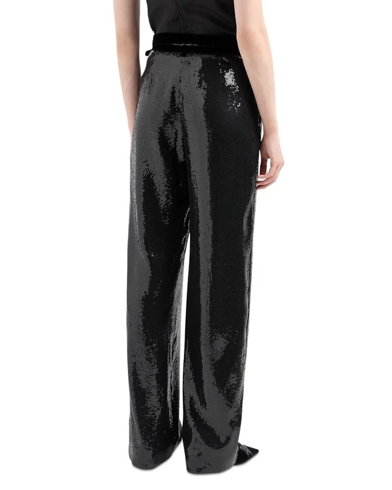 Belted Micro Sequin Trousers