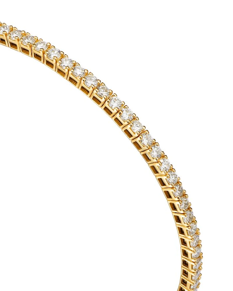 14K Yellow Gold Lab Grown Diamond Flexible Bangle Bracelet