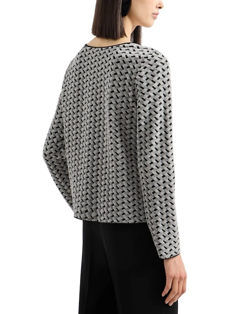 Velvet Jersey Top with Geometric Motif