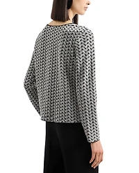 Velvet Jersey Top with Geometric Motif