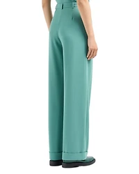 Stretch Polyester Trousers with Rolled Cuffs