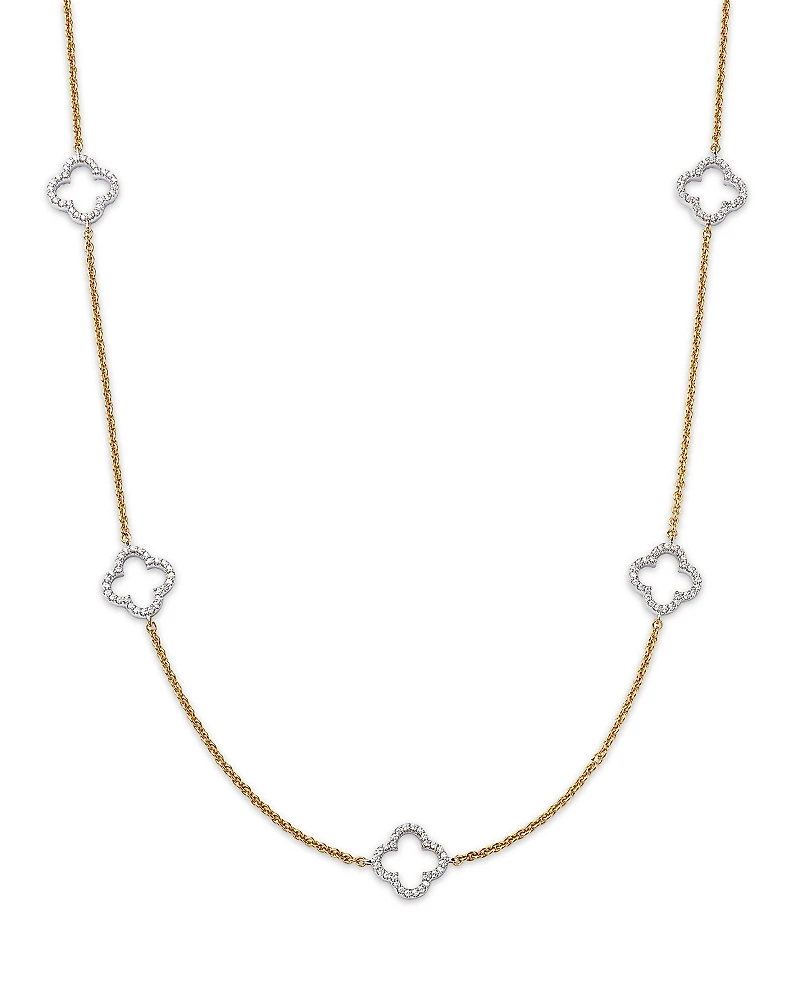 Bloomingdale's Fine Collection 14K Gold Diamond Clover Necklace, 18