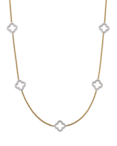 Bloomingdale's Fine Collection 14K Gold Diamond Clover Necklace, 18