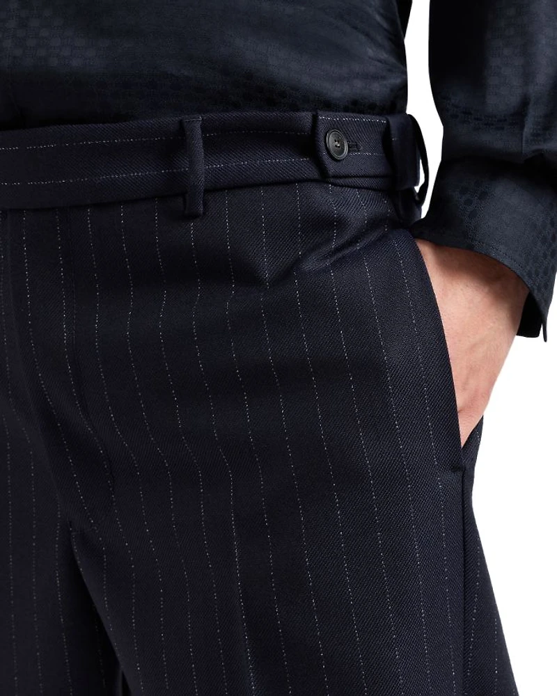 Wool Stretch Stripe Regular Fit Pants