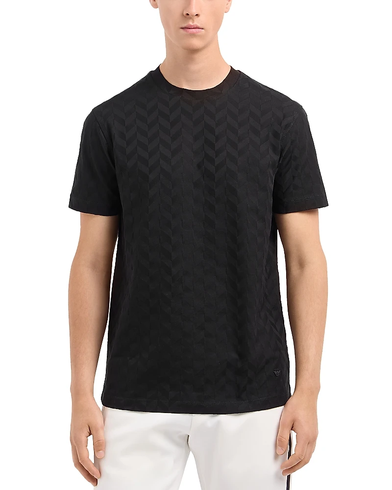 Emporio Armani Cotton Jersey Chevron Jacquard Tee