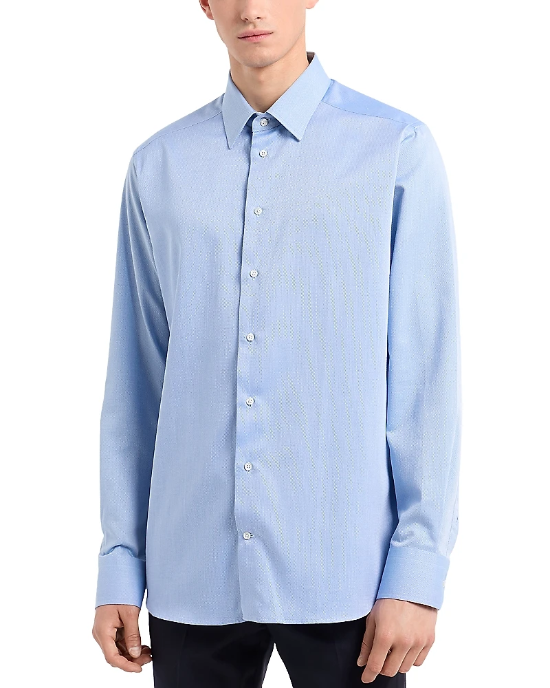 Emporio Armani New York Regular Fit Herringbone Dress Shirt