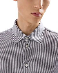 Striped Jersey Button Down Shirt