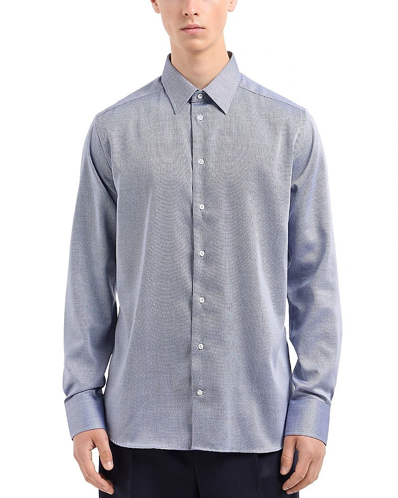 Emporio Armani New York Regular Fit Micro Jacquard Motif Dress Shirt