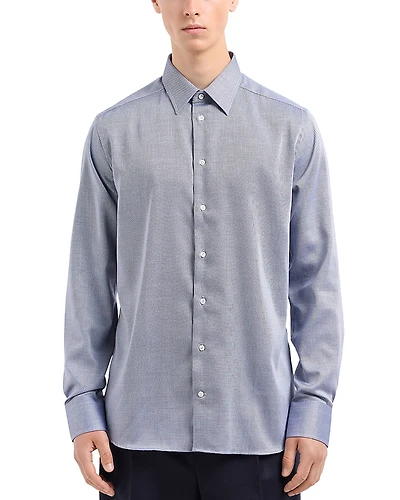 Emporio Armani New York Regular Fit Micro Jacquard Motif Dress Shirt