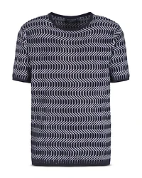 Allover Geometric Jacquard Motif Wool T Shirt