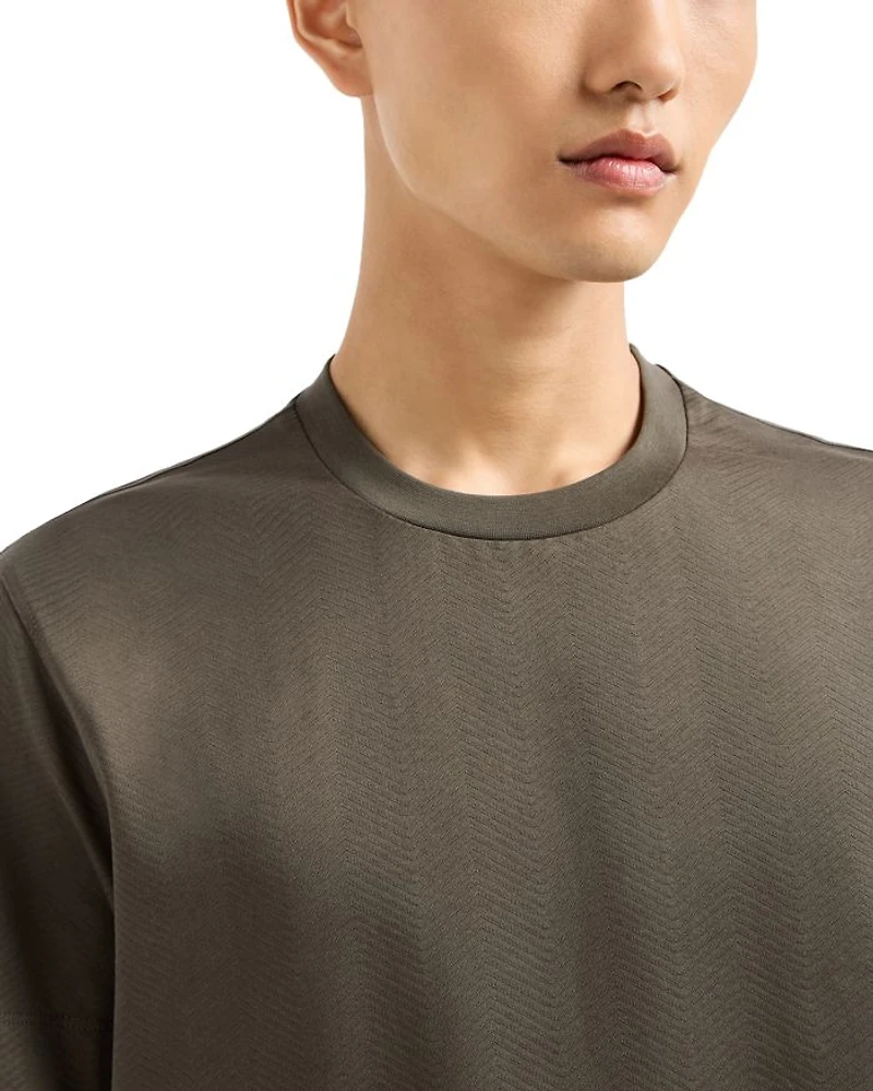 Cotton Jersey Tee with Allover Jacquard Motif