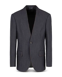Modern Fit Mouline Wool Blend Jacket with Contrast Color Stitching
