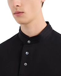 Jersey Knit Regular Fit Band Collar Polo Shirt