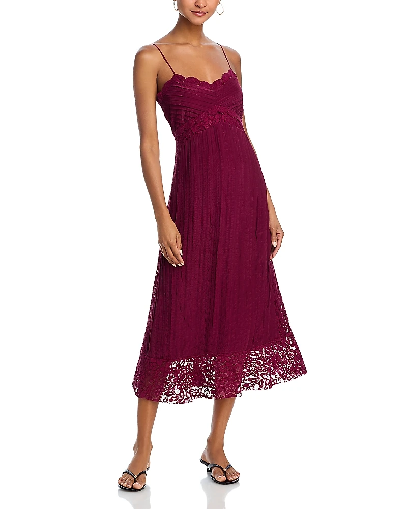 Farm Rio Lace Trim Midi Dress