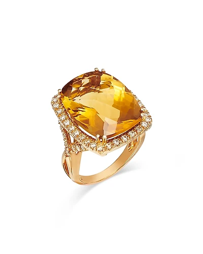 Bloomingdale's Fine Collection Citrine & Diamond Halo Ring