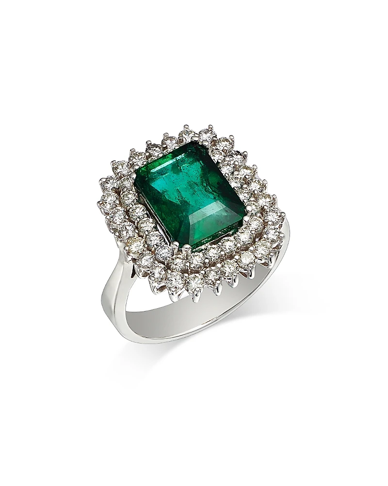 Bloomingdale's Fine Collection Emerald & Diamond Double Halo Ring