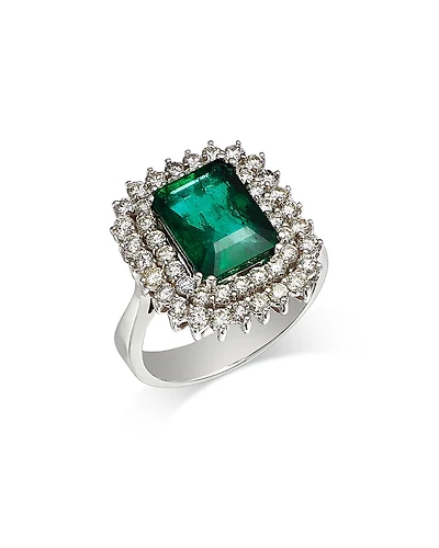 Bloomingdale's Fine Collection Emerald & Diamond Double Halo Ring