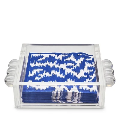 Lucite Cocktail Napkin Holder Tray with Bubble Handles