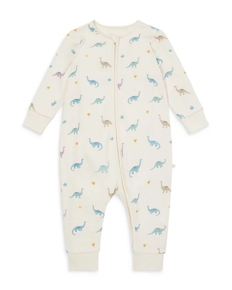 Unisex Dino Print Zip Romper - Baby