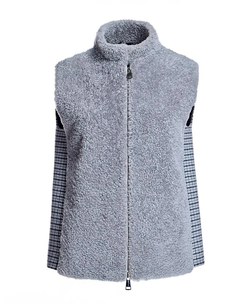 Mixed-Media Shearling Vest