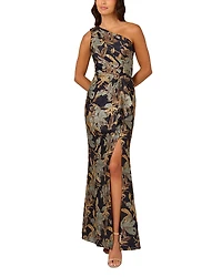 Adrianna Papell Floral Jacquard One Shoulder Mermaid Gown