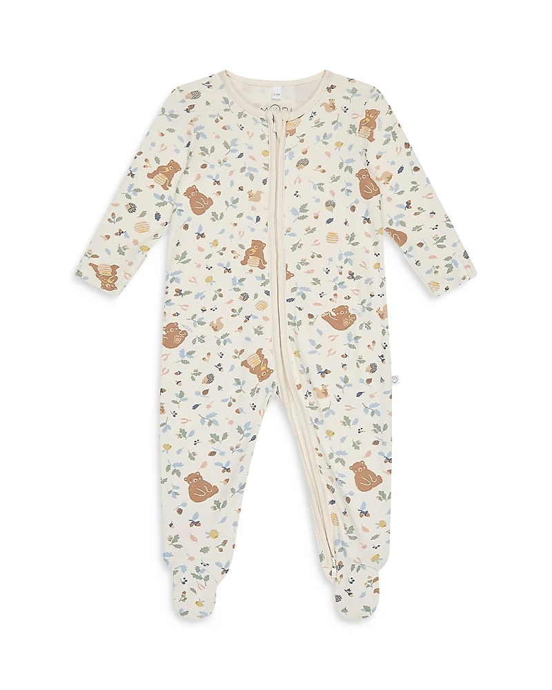Mori Unisex Bear Print Two Way Zip Up Sleepsuit - Baby