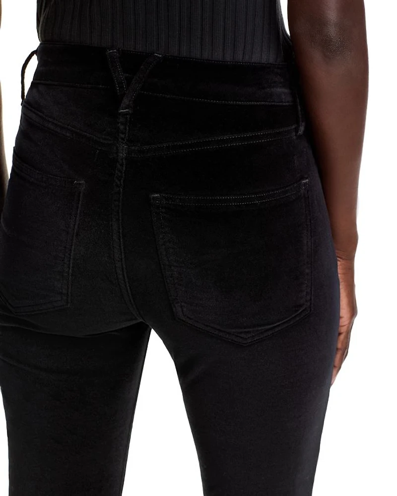 Beverly High Rise Velveteen Skinny Flare Jeans Black