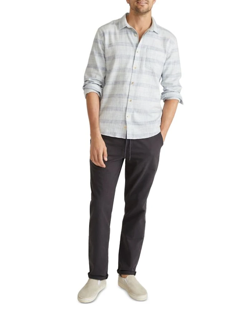 Cotton Stretch Stripe Regular Fit Button Down Selvage Shirt