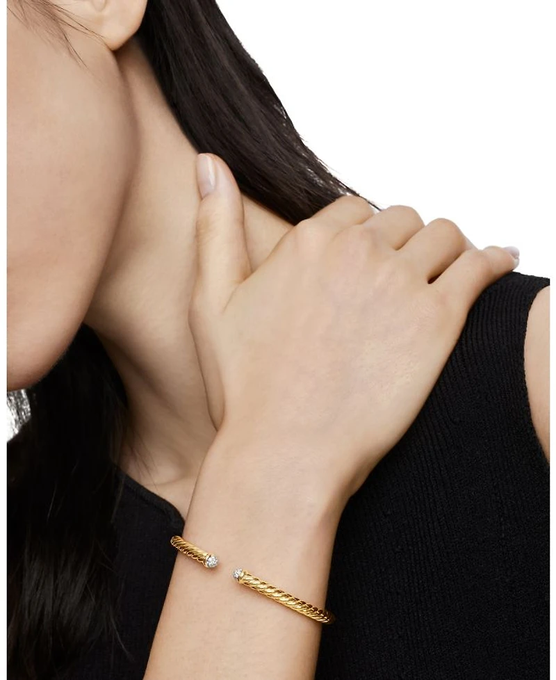 Cable Flex Bracelet 18K Yellow Gold with Diamonds, 4mm