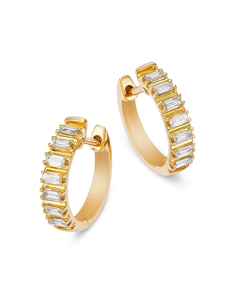 Bloomingdale's Fine Collection Diamond Baguette Huggie Hoop Earrings