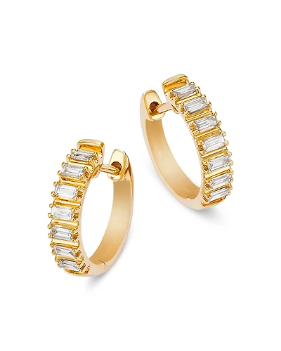 Bloomingdale's Fine Collection Diamond Baguette Huggie Hoop Earrings